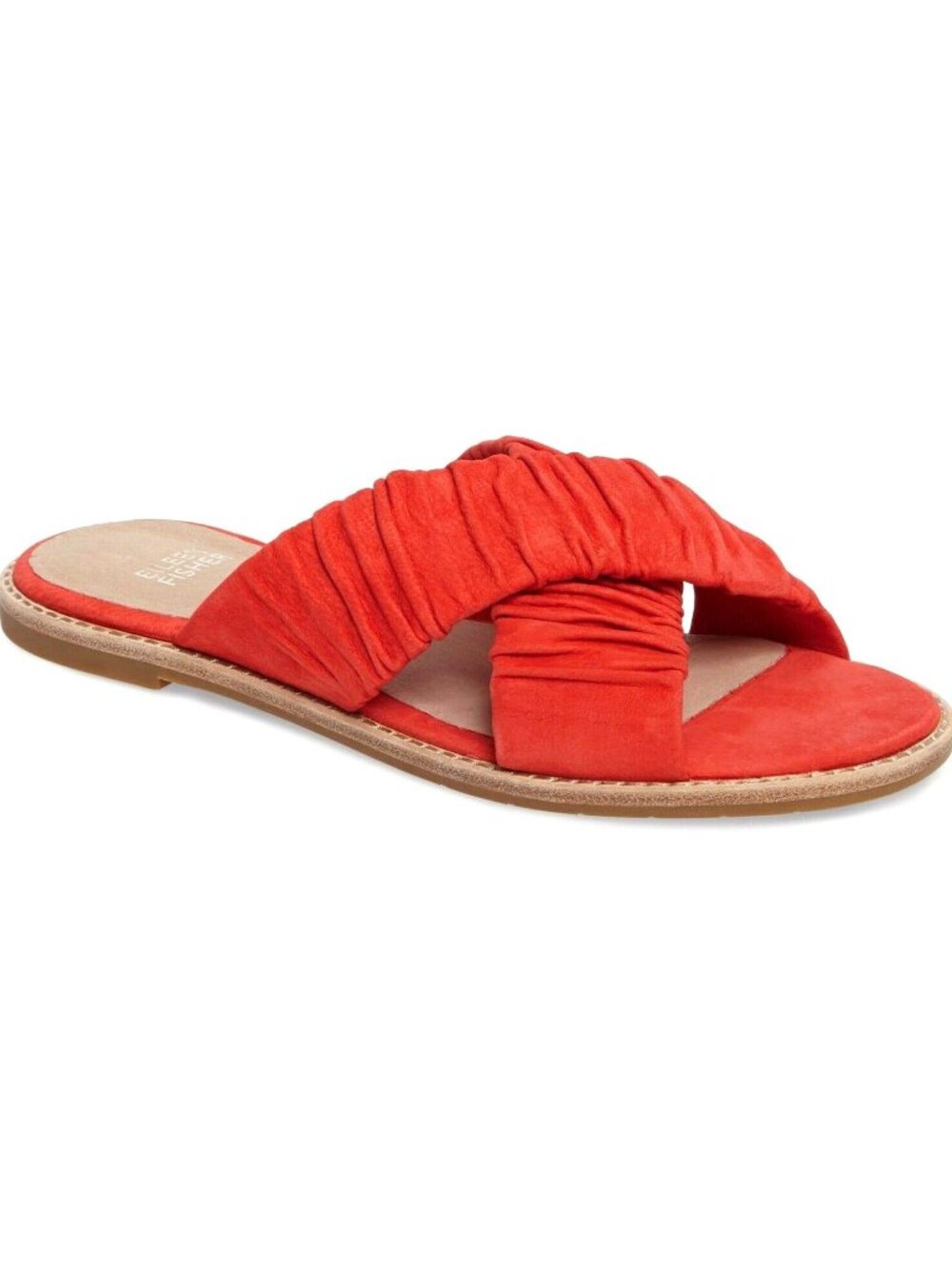 Eileen Fisher Women's Cross Leather Slide Sandal in Melon Size 7.5